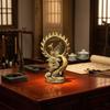 Mythical Bird Figurine with Mist Base AntiqueStyle Statue GoldenHuedToned