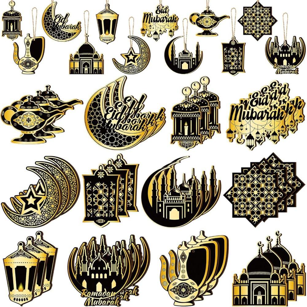 

12/24/36pcs Woodiness Eid Ornament Hanging Eid Pendant Portable Eid Tag Decor for Party Supplies 36pcs