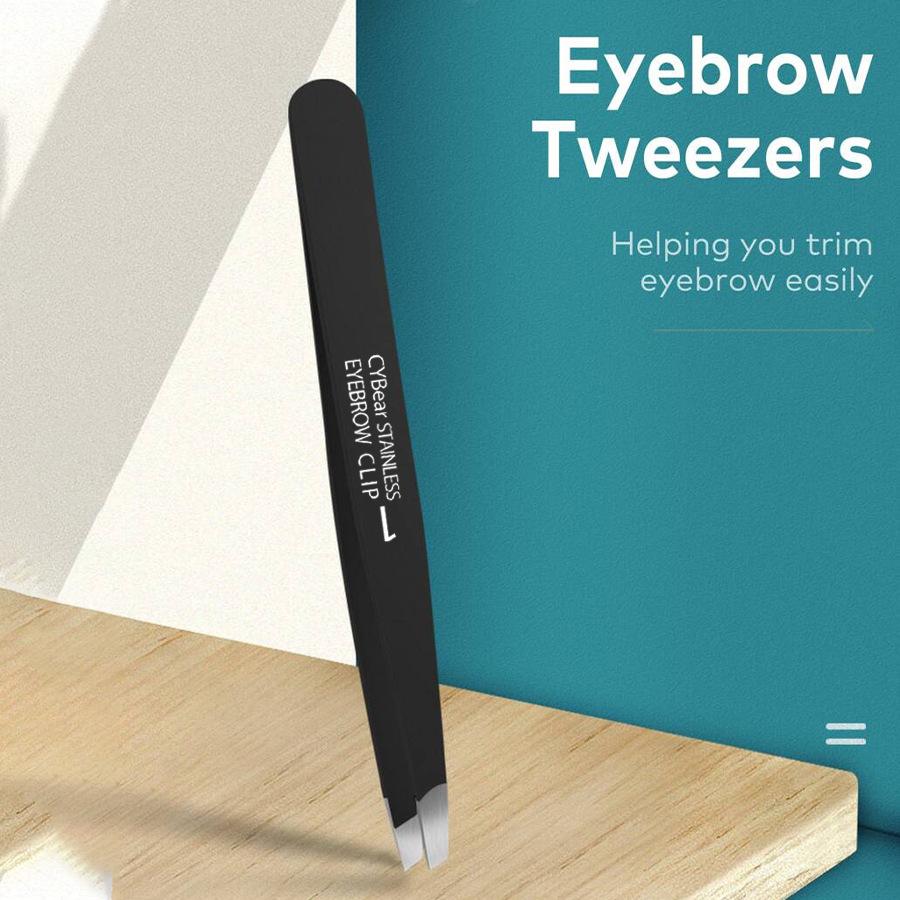 Stainless Steel Eyebrow Tweezers Precision Slant Tip Grooming Tool for Hair Removal and Facial Care Suitable for Professional and Personal Use
