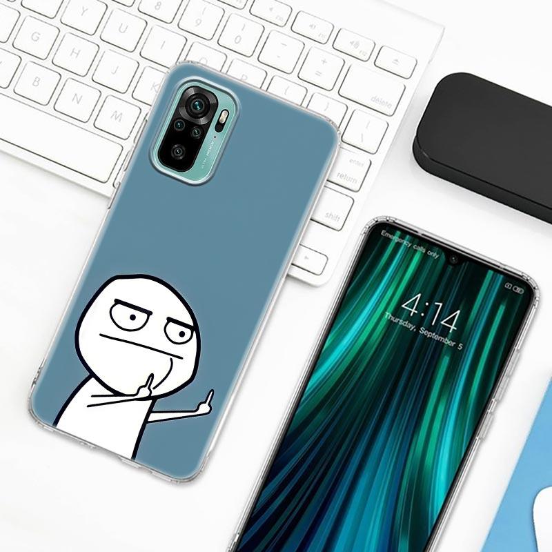 

Чехол для телефона с забавным человеком, средним пальцем Fucek для Xiaomi Redmi Note 9s 8 11 7 9 10 Pro 10s 11s, прозрачный чехол Red mi Note 8Pro K40 Redmi K40(Pro)
