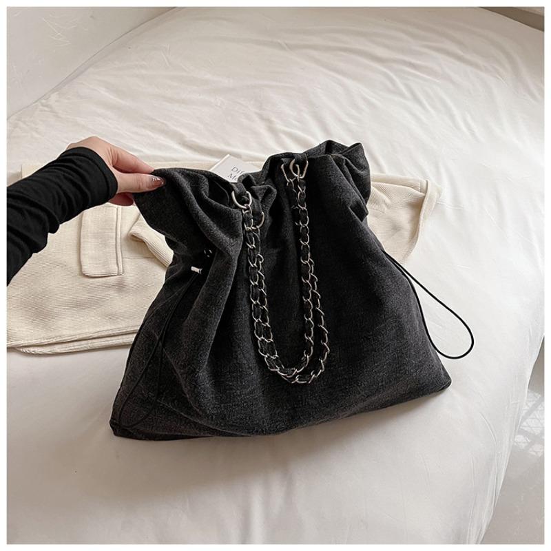 Personalized Hundred Denim Chain Tote Bag Drawstring Shoulder Underarm Bag