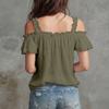 Blusa da Donna a Spalle Scoperte con Maniche a Volant Vestibilità Larga Top Estivo Pullover Casual Leggero per Uso Quotidiano
