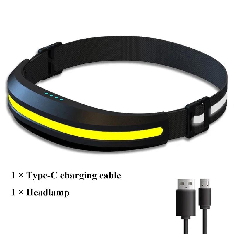 

Мощный портативный налобный фонарь COB с зарядкой от USB, красный и белый свет, рабочий фонарь для кемпинга, рыбалки, прожектора