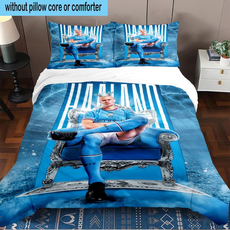 Haaland Calciatore Set Biancheria da Letto 3 Pezzi Stampa 2D (Include 1 Copripiumino + 2 Federe Senza Imbottitura), Decorazione camera da letto, Regalo ventilatore