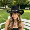 Popular European and American Classic Suede Western Cowboy Hat Men's and Women's Big Brim Embroidered Outdoor Sun Hat