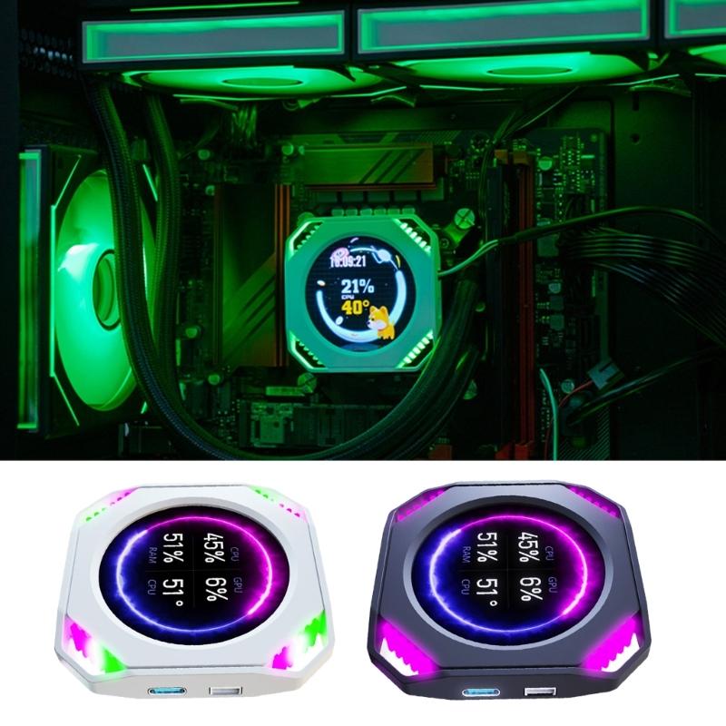 IPS Round Water Cooling Screen USB C Connecting Computer Temperature Monitors Dynamic 360°View for Customs PC Case