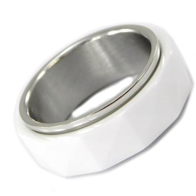 Designer Ring 'Mineralia' White Ceramic