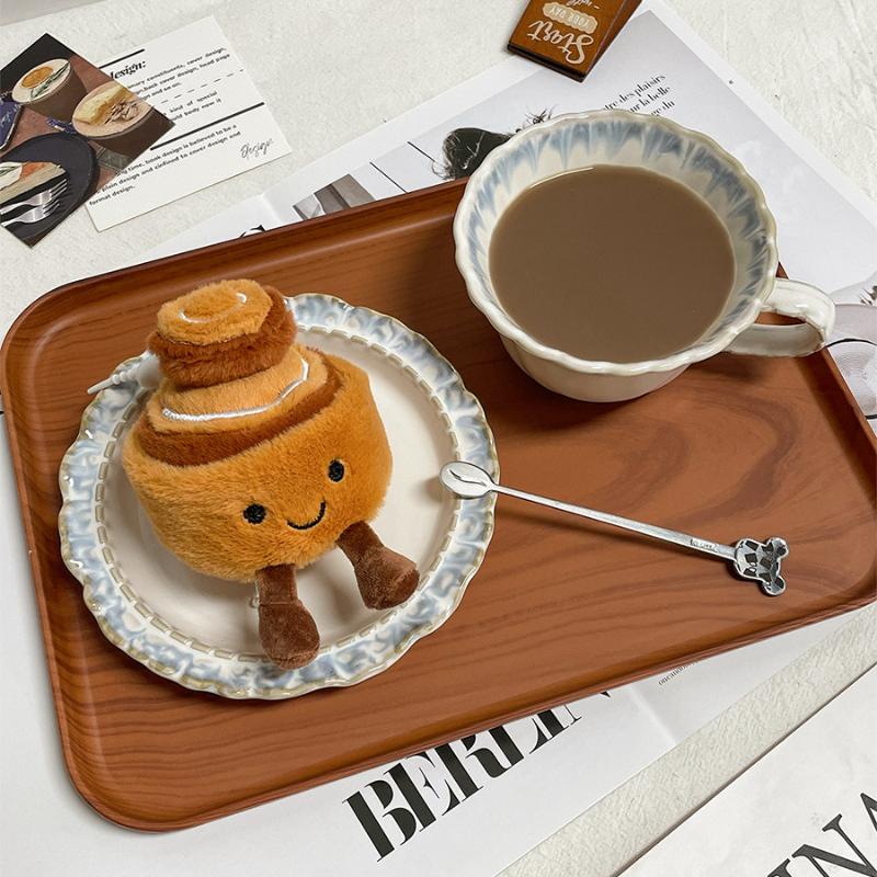 1Pc Simulated Egg Tart Bread Plush Keychain - Cute Afternoon Tea Series Doll For Backpack Decorative Pendant Gift