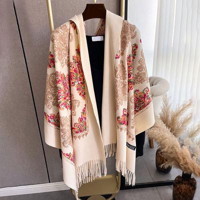 Écharpe d'hiver chaude en cachemire pour femme, couverture en pashmina brodée, châle épais, foulard, mode Bufanda, poncho