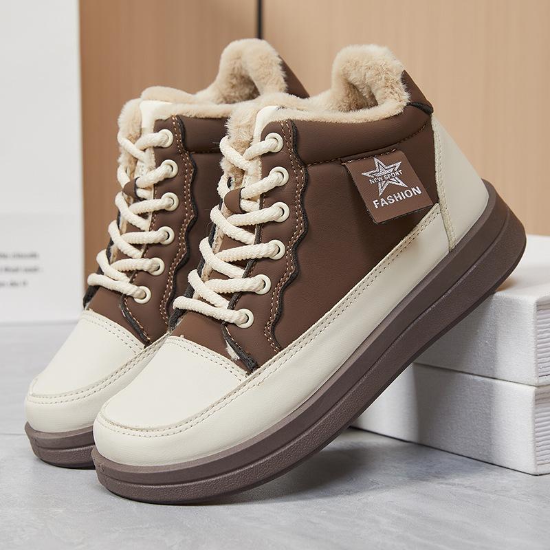 

Зимние теплые женские сноубутсы на шнуровке, обувь для ходьбы, уличные нескользящие кроссовки, удобные короткие ботильоны с подкладкой из искусственного меха, женские ботильоны 41