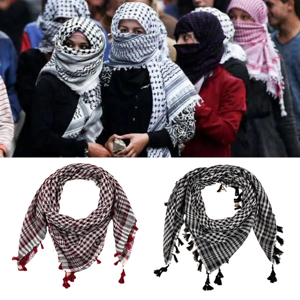 Multiuse Arafat Hijab Scarf Jacquard Shawl Scarf Adult Desert Arab Shemagh Headscarf Arabian Dubai Saudi Head Covering