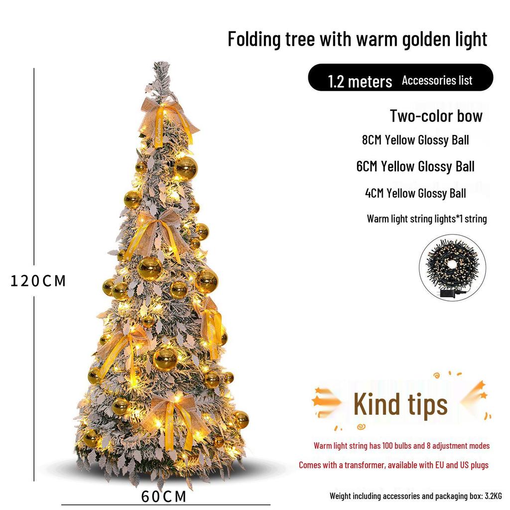 Retractable Folding Christmas Tree with Lights - Easy Setup for a Cozy Holiday Atmosphere