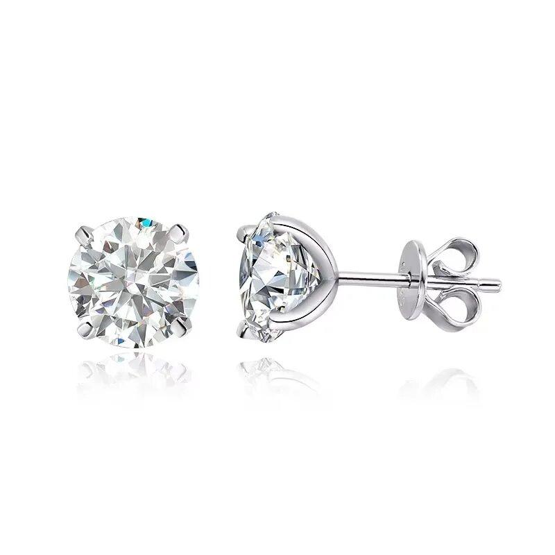 925 Sterling Silver Four-Prong 0.3-2CT Moissanite Stud Earrings for Women Sparkling Classic Wedding Lab Diamond Earring