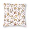 Cute Corgis Square Pillowcase Polyester Linen Velvet Pattern Zip Decor Room Cushion Case 18"