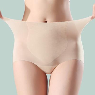 Women's Ultra Thin Ice Silk Underwear No Show Tummy Control Briefs Seamless High-Waisted Panties Full Coverage Stretch Underpants