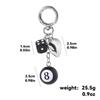 Punk Hiphop Black Dice Keychain Vintage No.8 Billiard Lucky Pendant Cool Y2K Accessory for Streetwear Fans Daily Wear