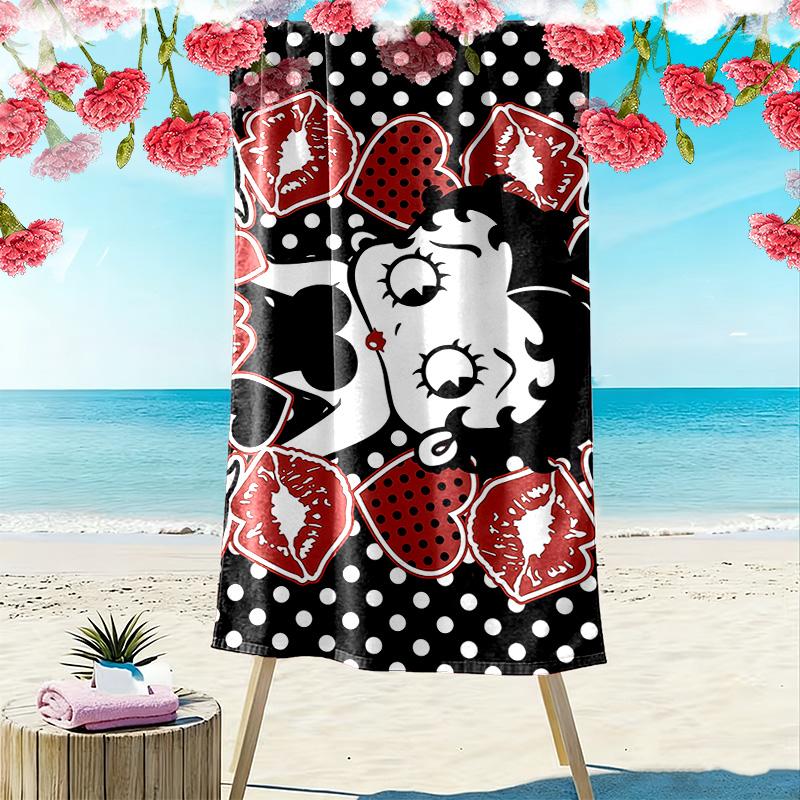 Betty Boop Print Beach Towel, Large Soft Quick Dry Towel for Beach Camping Swimming