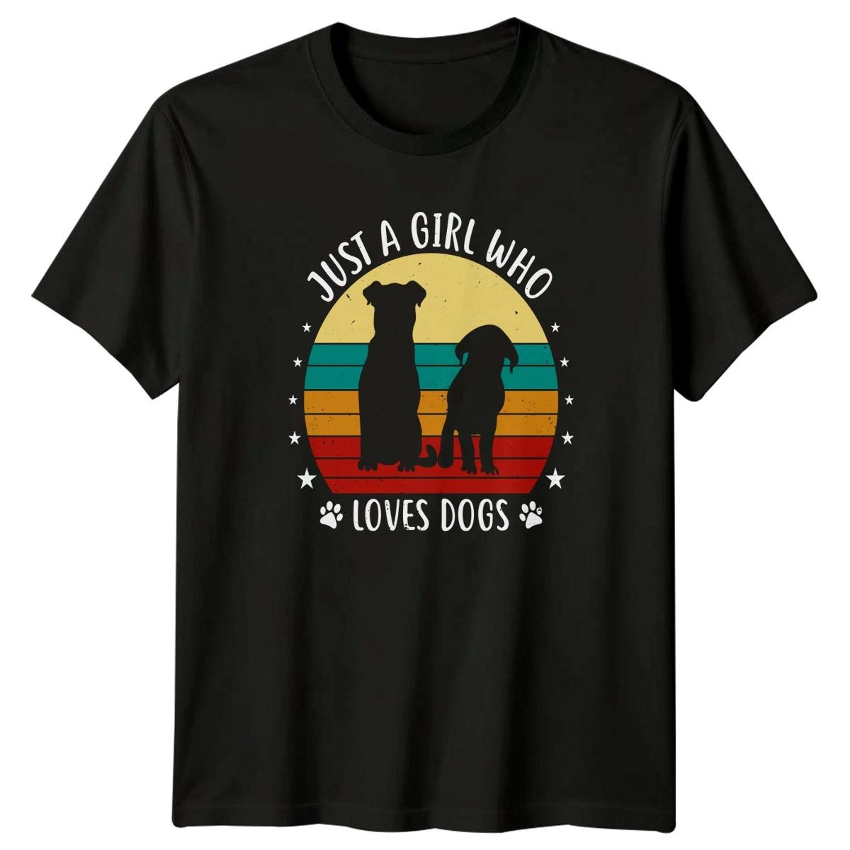 Just A Girl Who Loves Womens T-Shirt Retro Dog Lover Dogs Birthday Gift For Her XXL