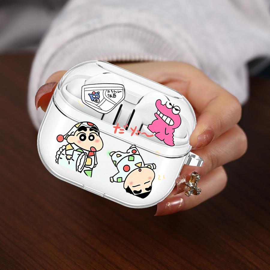 Case For Samsung Galaxy Buds 3 FE 4 Pro 2 Live 4Pro 2Pro 3Pro Clear Earphone Cases Cover With Hook Cute Crayons Shinchan