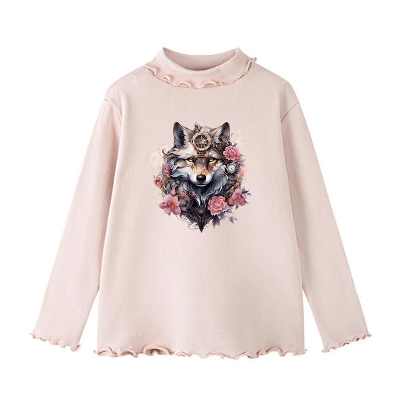 Flower Wolf Patches On Clothes Animal Parches Ropa Clothes Stickers Diy Heat Transfer Hoodies Heat Transfer Sticker Decals