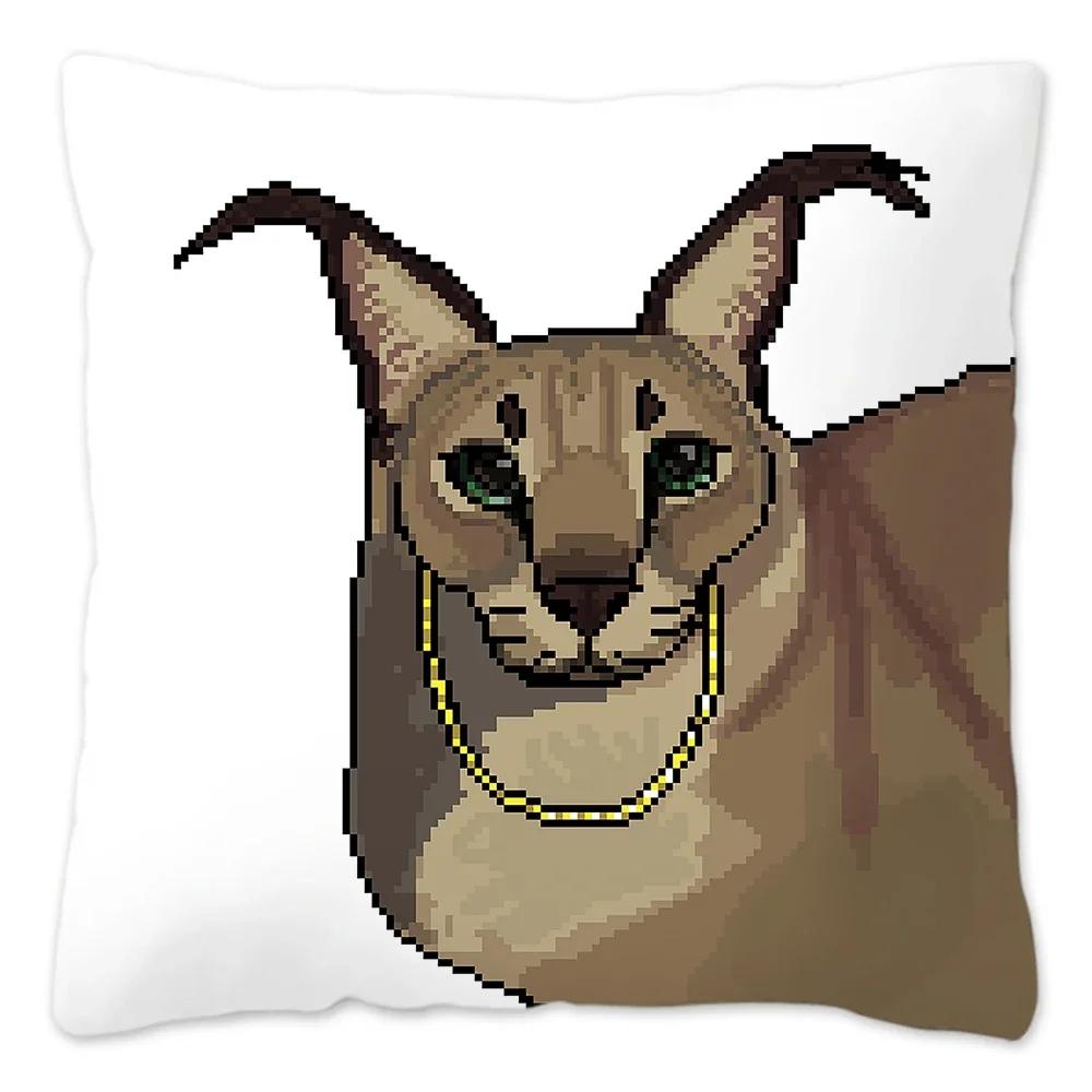 Capa de Almofada Meme Fofo Floppa 40x40 Decoração de Casa Dakimakura Engraçada Gato Caracal Capa de Almofada para Sala de Estar Housse De Coussin