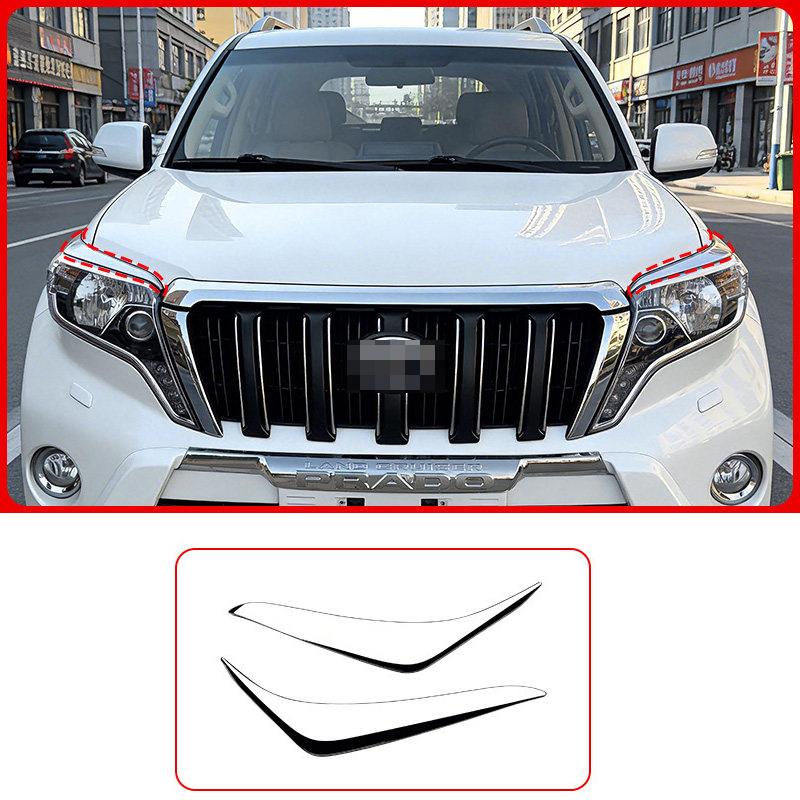 Headlight Eyebrow Trim For Toyota Prado 150 2014 2015 2016 2017 Front Lamp Brow Molding Strip Chrome Styling Car Exterior Parts