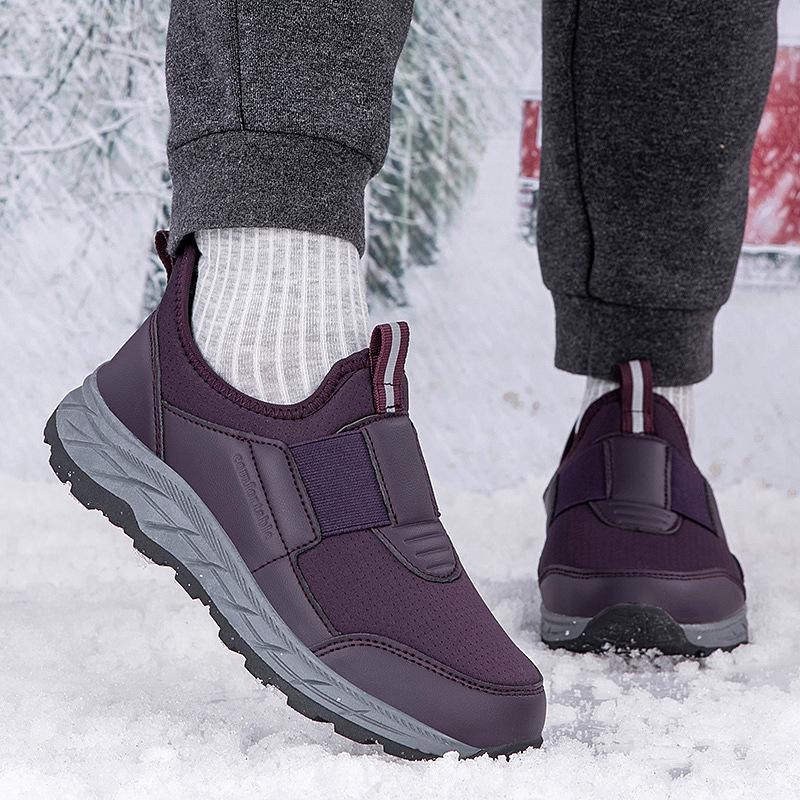 2025 winter elderly shoes fleece thickened cotton shoes mother shoes fleece one pedal sports shoes middle-aged and elderly walking shoes