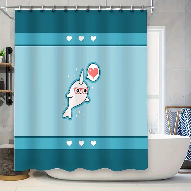 

Cute Fish Shower Curtain Ocean Themed Bathroom Decor Sea Life Pattern Waterproof Fabric Backdrop For Tub W60H190(CM)-1 Pcs