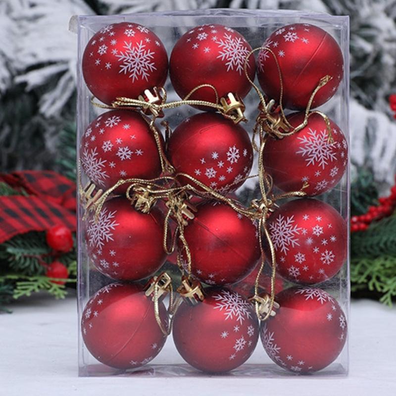 Plastic Christmas Tree Decorations Accessories Colorful Handcrafted Spherical Orbs in Gift Box for Festival Event