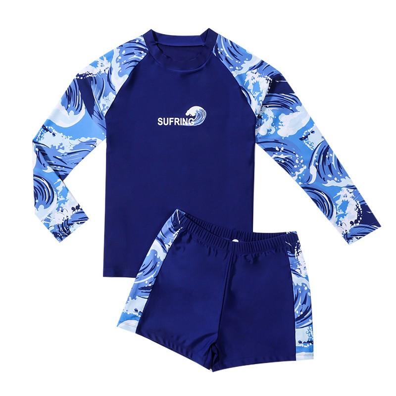 Two-piece Long-sleeved Swimsuit Sun  Youth Loose Swimsuit