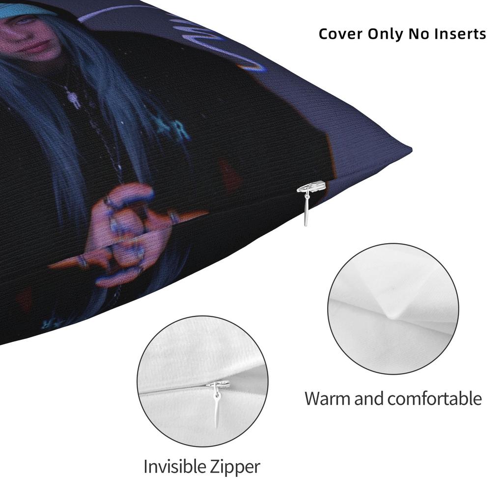 Famous Singer BBillie EEilish  Pillowcase Polyester Cushion Cover Gift Throw Pillow Case Cover Home Drop Shipping 40X40cm