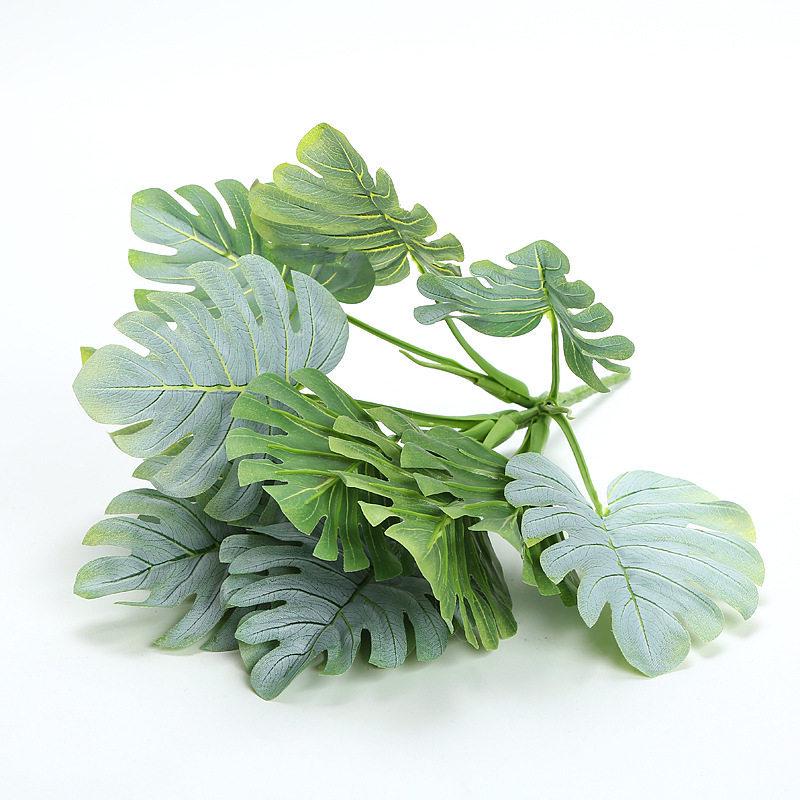 Artificial Pothos & Monstera Leaves Wall Decor for Living Room - Small Potted Greenery Arrangement