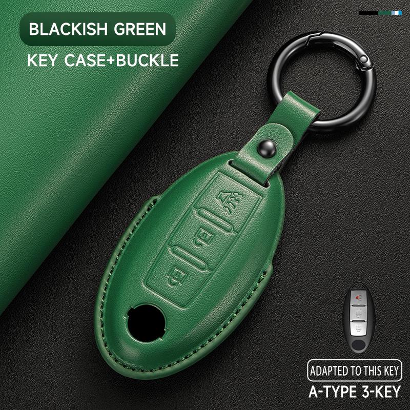 Schlüsseletui aus echtem Leder für Nissan Qashqai 2022 J12, Ariya, Altima, Teana, Juke, X-Trail (Schutzset)