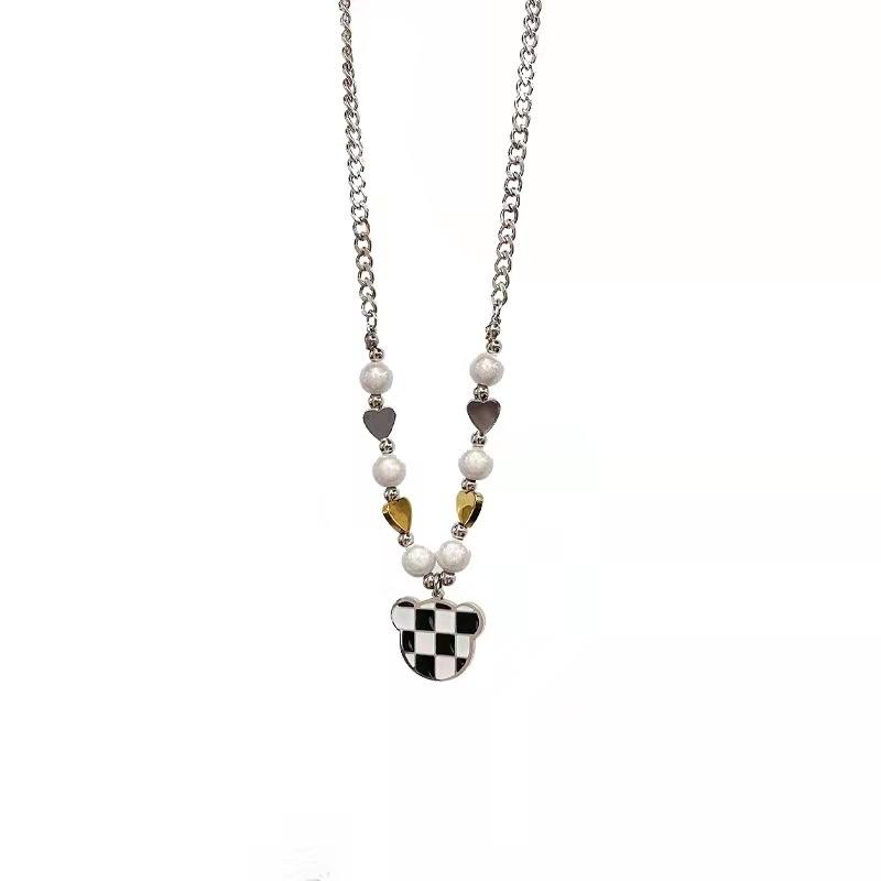 

Ожерелье из титановой стали в шахматном порядке для женщин, нишевая цепочка для толстовок в стиле хип-хоп, индивидуальные аксессуары, подвеска-цепочка на ключицу для женщин