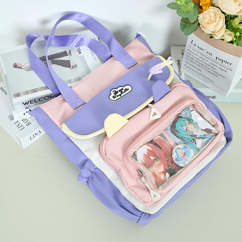 Popular New Large-capacity Shoulder Bag Simple Contrasting Color Messenger Tote Bag