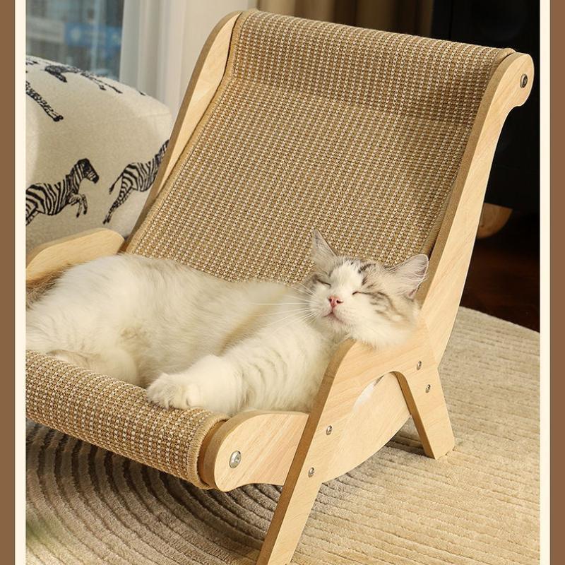 Sisal Cat Scratcher Bed Elegant Sturdy Cat Lounge Chair Rocking Cat Scratch Chair Pet Multi-Functional Scratcher Beach Chair
