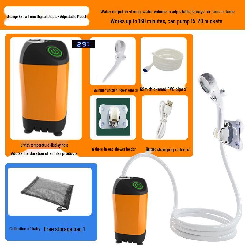 Portable Self-Priming Electric Shower for Outdoor and Rural Use