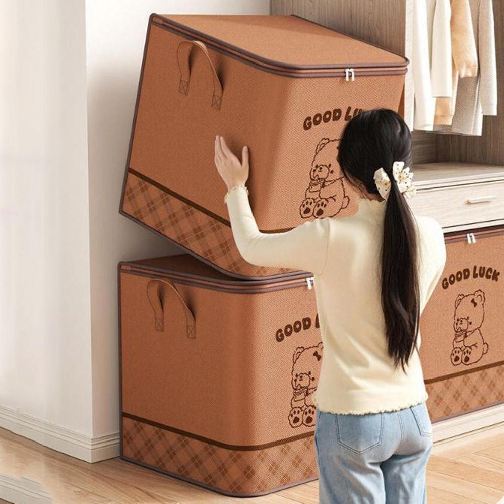 Non-woven Fabric Clothes Quilt Storage Bag Large Capacity Dust-proof Luggage Clothes Organizer Cute Moisture-proof