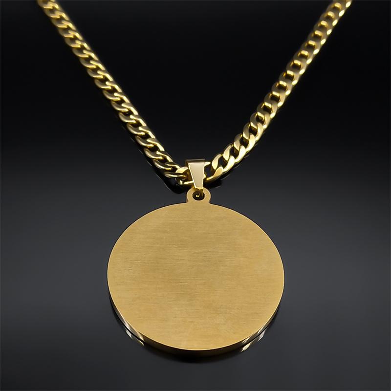 Islamic Muslim Allah Hip Hop Necklace for Men Women Stainless Steel Gold Color Pendant Necklaces Jewelry Gifts NZZZ490S05