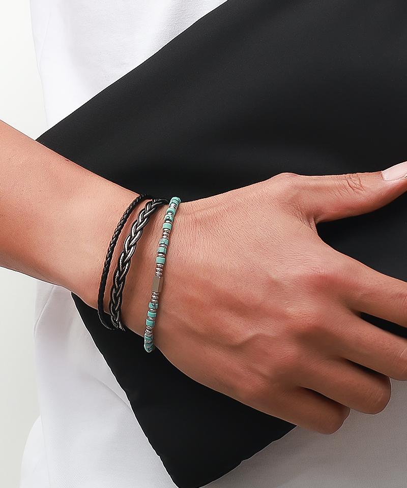 Blancier Tenèvre Bm268B1299 Wire Layered Cowhide Bracelet