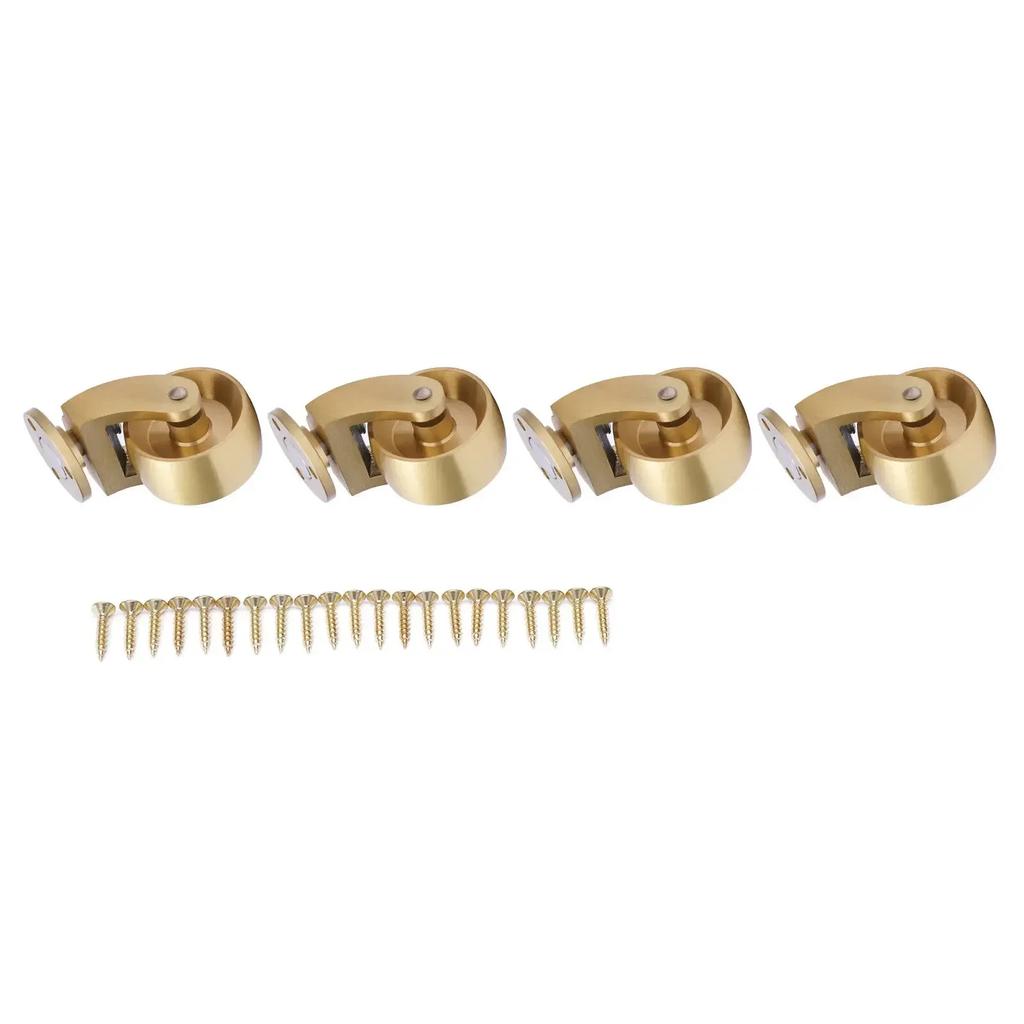 Heavy Duty Brass Caster Set of 4 Antique Gold 360 Swivel Ball Casters with Screws for Furniture Coffee Table Cart