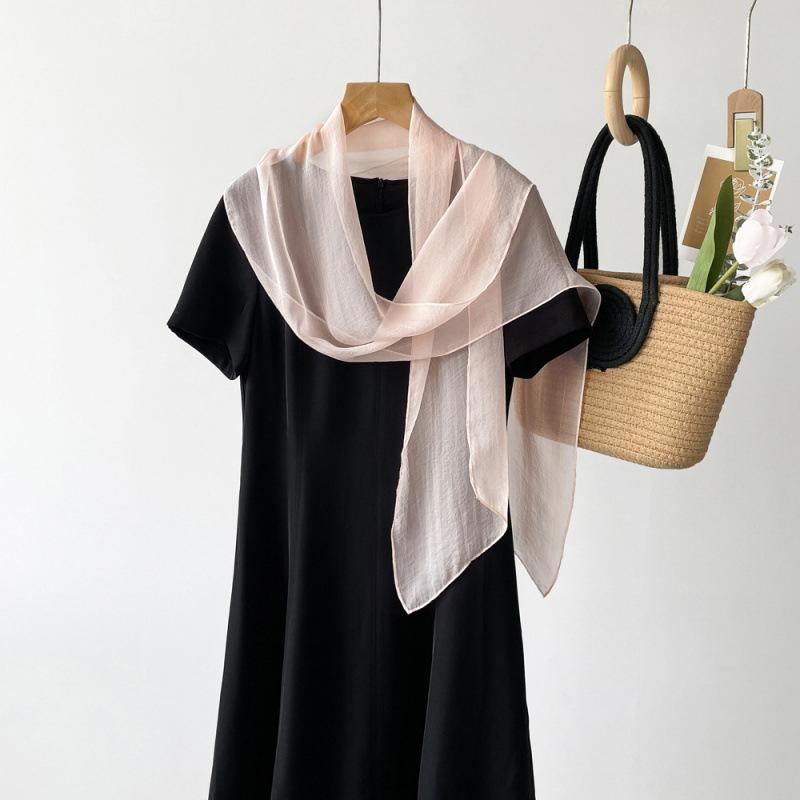 Solid Color Scarf Long Strips for Women Spring and Summer Color European and American Thin Scarf Neck Scarf Hair Strap Hair Strap