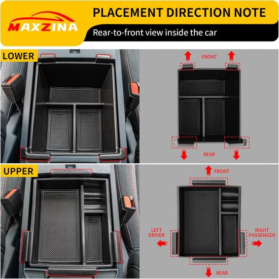 Center Console Organizer Compatible With -2025 Ford Maverick Console Tray ABS Plastic Armrest Storage Box With Silicone Pad 2024 Maverick Accessories