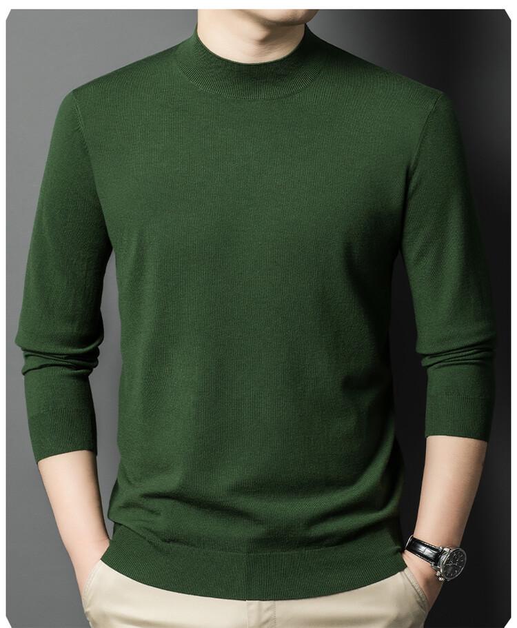 Pull en maille à manches longues et col semi-montant style coréen pour homme
