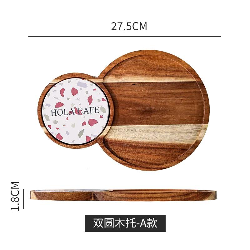 Japanese Solid Wood Tray Afternoon Tea Cake Small Meal Plate Dim Sum Snack Wood Tableware Household Bread Dessert