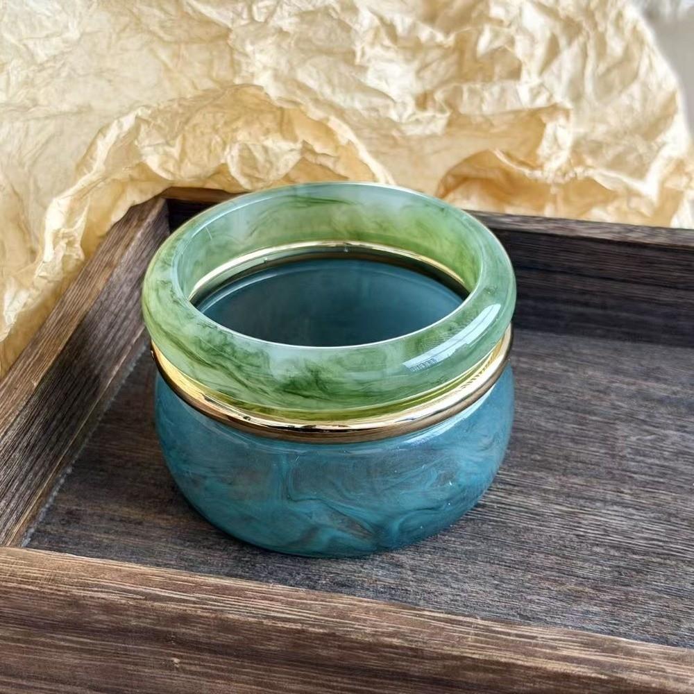 3Pcs Multi-color Resin Alloy Bangles Set Wide Design Cuff Bracelet Set Geometric Bangles  Women