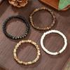 Hot-selling natural stone wood chip coconut shell elastic beaded bracelet set retro couple beach bracelet