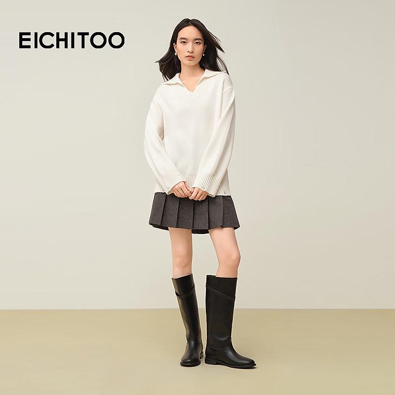 EICHITOO Women's Elegant Lapel Knit Sweater