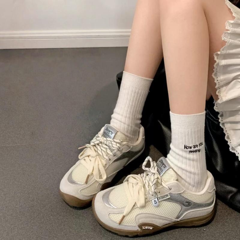Fashion Women's Running Shoes 2025 New Mesh Breathable Casual Sneakers Lace Up Anti-Slip Retro Sports Shoes Versatile Low Top Sneakers