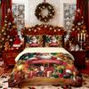 3pcs Merry Christmas Santa Claus Print Coreless Bedding Set Multiple Size Bedrooms Bedding Holiday Decorations, Machine Washable